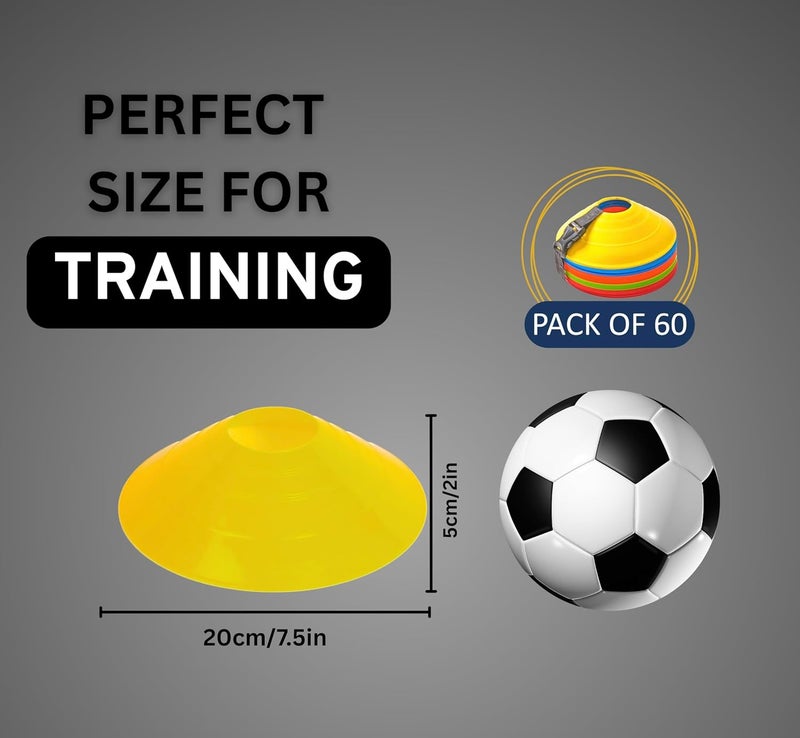 AgilMove Flexible Soccer Cones (Set of 60/50/40/25) with Mesh Bag & Strap, Sports Cones for Soccer, Basketball, Football Training Equipment, Agility Soccer Cones for Drills Training - Image 2